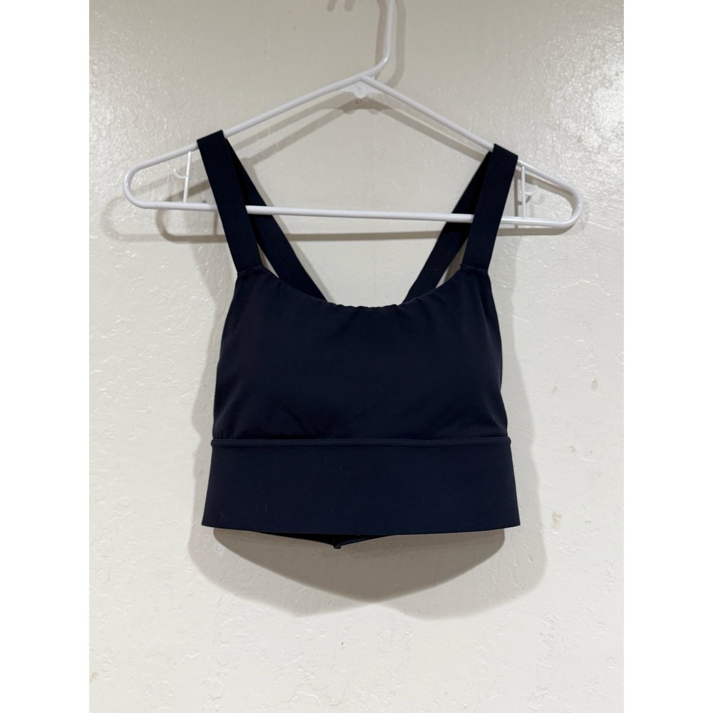 Athleta Solace Bra Navy Blue Strappy Crisscross Back Yoga Sports Bra Size Small - Picture 2 of 7